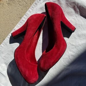 Jeffrey Campbell pumps CALIFORNIA Red Suede Heeled HANDMADE IBIZA LAST 9 *read*‎